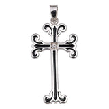 Sterling Silver Black Color Cubic Zirconia Cross PendantAnd Pendant Height 32 mm