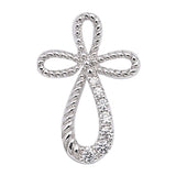 Sterling Silver Spinner Oval Shape Cubic Zirconia Cross PendantAnd Pendant Height 26 mm