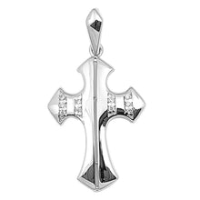 Load image into Gallery viewer, Sterling Silver Clear Cubic Zirconia Cross PendantAnd Pendant Height 25 mm