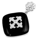 Sterling Silver Clear CZ and Black Onyx Cross Pendant AndHeight 38mm