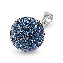 Load image into Gallery viewer, Sterling Silver Elegant Ferido Ball Pendant Paved with Montana Blue Crystals