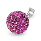 Sterling Silver Elegant Ferido Ball Pendant Paved with Rose Pink Crystals