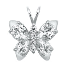 Load image into Gallery viewer, Sterling Silver Butterfly Clear CZ Pendant
