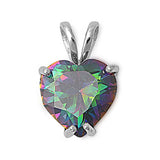 Sterling Silver Fancy Rainbow Topaz Simulated Diamond Heart Pendant