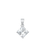 Sterling Silver Rhodium Plated Diamond Clear CZ Pendant Face Height-10.9mm
