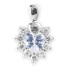 Load image into Gallery viewer, Sterling Silver Lavender CZ with Heart PendantAnd Height 25mm