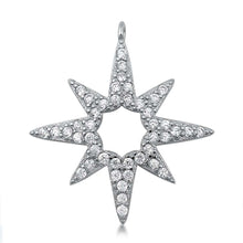 Load image into Gallery viewer, Sterling Silver Rhodium Plated Twinkle Star Clear CZ Pendant Pendant Height-23mm