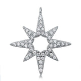 Sterling Silver Rhodium Plated Twinkle Star Clear CZ Pendant Pendant Height-23mm