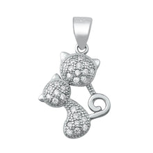 Load image into Gallery viewer, Sterling Silver Cat Clear CZ Pendant Pendant Height-13mm