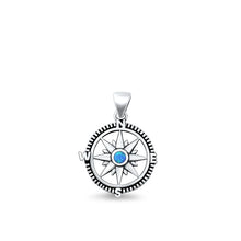 Load image into Gallery viewer, Sterling Silver Oxidized Compass Blue Lab Opal Pendant Face Height-16.5mm