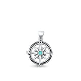 Sterling Silver Oxidized Genuine Turquoise Pendant Face Height-16.5mm