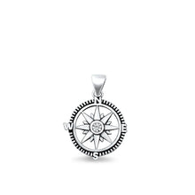 Load image into Gallery viewer, Sterling Silver Compass Clear CZ Pendant Pendant Height-17mm