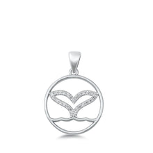 Load image into Gallery viewer, Sterling Silver Rhodium Plated Whale Tail Clear CZ Pendant Pendant Height-18mm