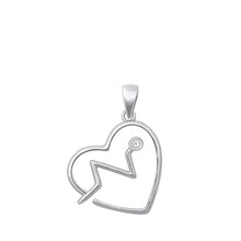 Load image into Gallery viewer, Sterling Silver Rhodium Plated Lifeline Heart Clear CZ Pendant Pendant Height-16.5mm