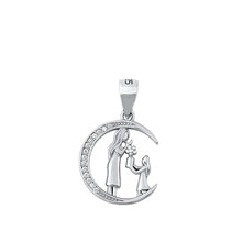 Load image into Gallery viewer, Sterling Silver Rhodium Plated Mother Clear CZ Pendant Face Height-16.2mm