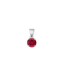 Load image into Gallery viewer, Sterling Silver Rhodium Plated Round Ruby CZ Solitaire Pendant Face Height-6mm