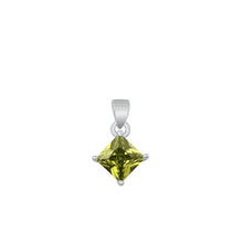 Load image into Gallery viewer, Sterling Silver Rhodium Plated Diamond Peridot CZ Solitaire Pendant Face Height-9mm