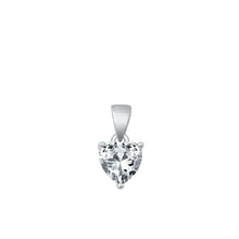 Load image into Gallery viewer, Sterling Silver Rhodium Plated Clear Heart CZ Solitaire Pendant Face Height-8mm