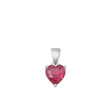 Load image into Gallery viewer, Sterling Silver Rhodium Plated Ruby Heart CZ Solitaire Pendant Face Height-8mm