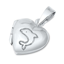 Load image into Gallery viewer, Sterling Silver Dolphin on Heart Pendant