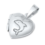 Sterling Silver Dolphin and Heart Locket Pendant
