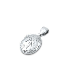 Load image into Gallery viewer, Sterling Silver Oval, Floral Design Locket Pendant-13.4mm