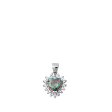 Load image into Gallery viewer, Sterling Silver Rhodium Plated Heart Rainbow Topaz And Clear CZ Pendant Face Height-10mm