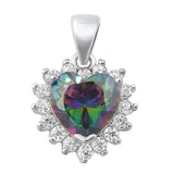Sterling Silver Rainbow Topaz Lab Opal Heart Pendant