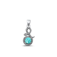 Load image into Gallery viewer, Sterling Silver Oxidized Genuine Turquoise Snake Stone Pendant Face Height-16.2mm