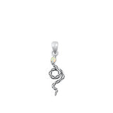 Sterling Silver Oxidized Snake White Lab Opal Pendant Face Height-16.1mm