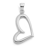 Sterling Silver Stylish Side Heart PendantAnd Height 16MM