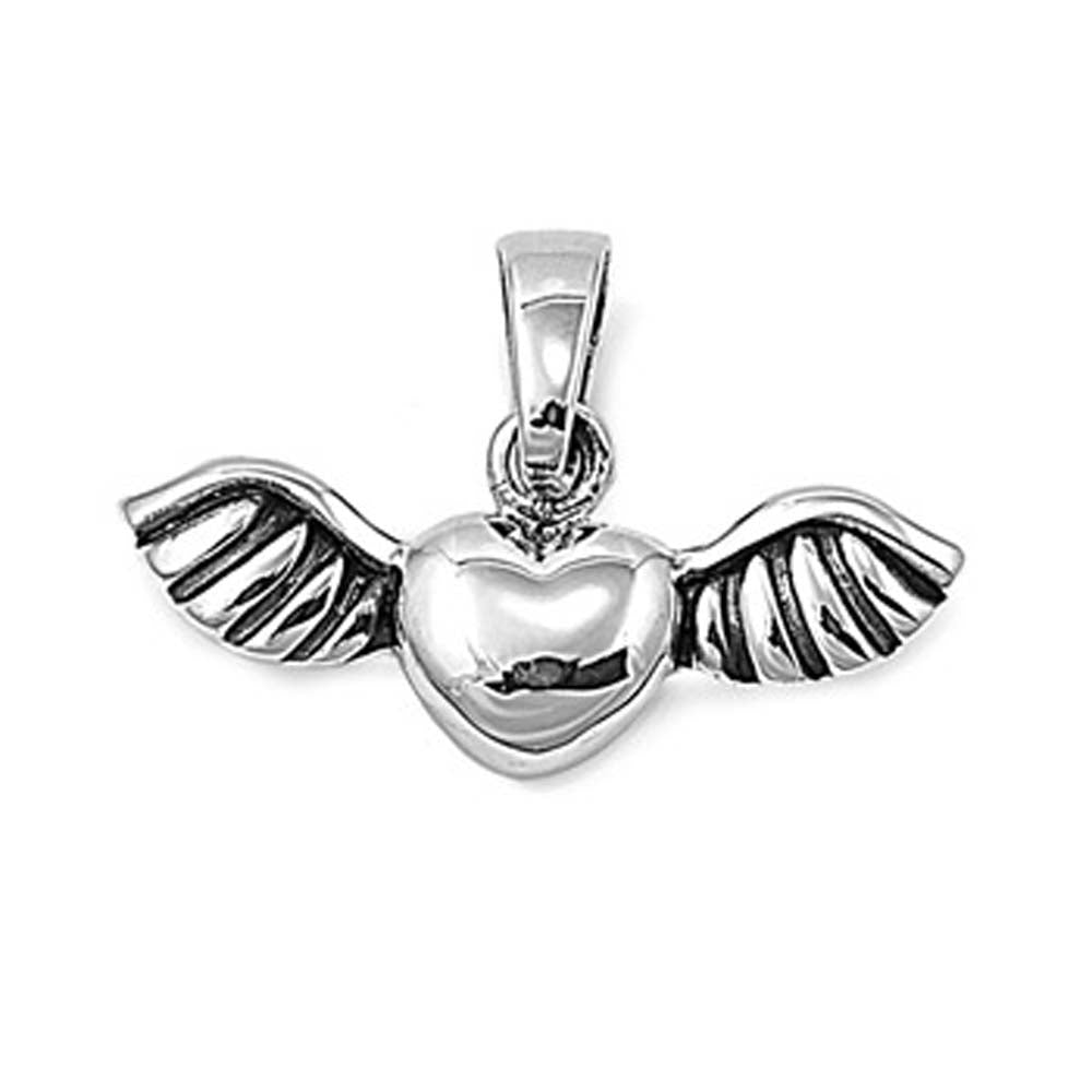Sterling Silver Classy Heart with Angel WingsAnd Height 7 MM
