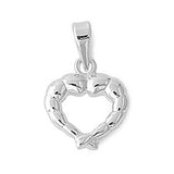 Sterling Silver Double Shrimp Heart Shaped Pendant with Pendant Height of 13MM