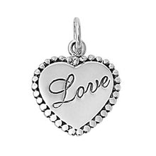 Load image into Gallery viewer, Sterling Silver Fancy Heart Beaded Edge Engraved with  Love  PendantAnd Pendant Height of 14MM