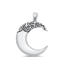 Load image into Gallery viewer, Sterling Silver Oxidized Moon Plain Pendant Face Height-28mm