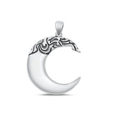 Sterling Silver Oxidized Moon Plain Pendant Face Height-28mm