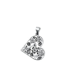Load image into Gallery viewer, Sterling Silver Heart and Flowers Pendant