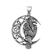 Load image into Gallery viewer, Sterling Silver Oxidized Moon Bird Pendant