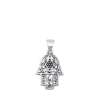 Load image into Gallery viewer, Sterling Silver Oxidized Hamsa and Jewish Star Pendant