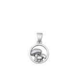 Sterling Silver Oxidized Mushrooms Pendant-12.5mm