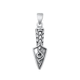Sterling Silver Oxidized Snake and Arrowhead Knife Pendant