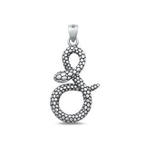 Sterling Silver Oxidized Snake Pendant Face Height-26.7mm