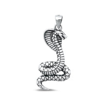 Load image into Gallery viewer, Sterling Silver Oxidized Cobra Snake Pendant Face Height-29mm