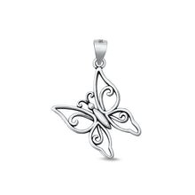 Load image into Gallery viewer, Sterling Silver Oxidized Butterfly Pendant Face Height-23mm