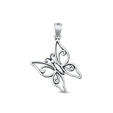 Sterling Silver Oxidized Butterfly Pendant Face Height-23mm