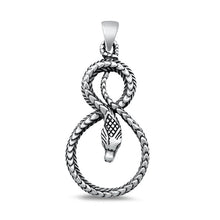 Load image into Gallery viewer, Sterling Silver Oxidized Snake Pendant Face Height-33mm