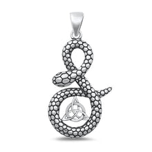 Load image into Gallery viewer, Sterling Silver Oxidized Snake And Triquetra Pendant Face Height-32.5mm