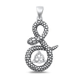 Sterling Silver Oxidized Snake And Triquetra Pendant Face Height-32.5mm