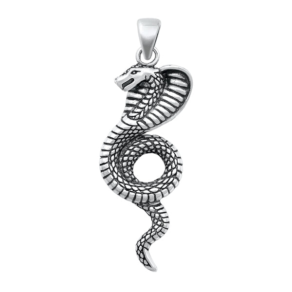 Sterling Silver Oxidized Cobra Pendant Face Height-38mm