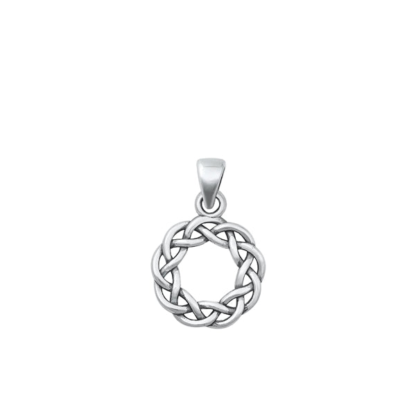 Sterling Silver Oxidized Celtic Wreath Pendant Face Height-13.4mm
